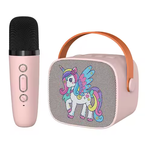 Mini Karaoke Machine Cartoon unicorn Portable Bluetooth Speaker With Microphone Singing Set for Chil
