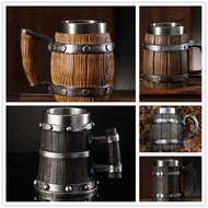 One Piece Wooden Barrel Cup Same Style Stainless Steel Household Mug Viking Beer Mug Anime Props