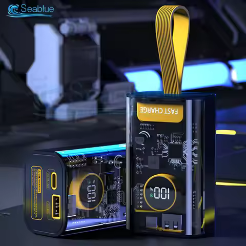 21700 18650 Battery Charger Case DIY Transparent Power Bank Shell PD22.5W Fast Charging 10000mAh Pol