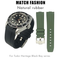 Rubber Watchband 23mm 22mm 24mm Watch Strap Fit for Tudor Heritage Black Bay Bronze Pelagos Black Red Waterproof Sport Bracelets