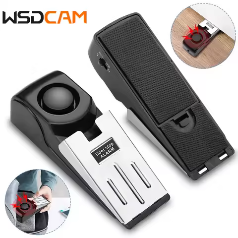 WSDCAM Wireless 120dB Door Stop Alarm Vibration Triggered Sensor Burglar Alarm Wedge Shaped Anti-the