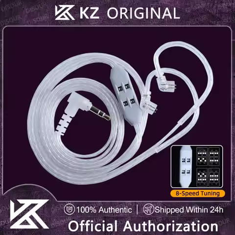 KZ T8 Upgrade Cable 8-Gear Electronic Tuning OFC Silver-Plated Earphone Upgrade Cables 0.78mm 2Pin C