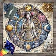 Astrology Personality Tarot Altar Cloth | Sun & Moon Symbols Interwoven, In - depth Analysis, Pro Pa