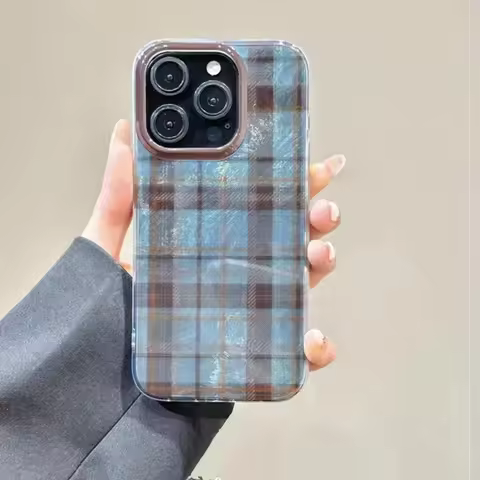 Dopamine Color Block Match Plaid Phone Case For iPhone 16E 16 15 14 13 12 11 Pro Max XS XR X SE2 7 8