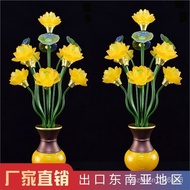 LP-6 NEW🥩Buddha Front Lotus Lamp Alloy Vase Seven-Color Light ChangingledGlass Lamp Buddha Hall Temp