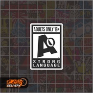 AO Adults Only 18+ Sticker Size 3.5 x 5 Cm