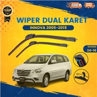 Double Blade Dual Rubber Wiper INNOVA 2005-2015 Size 24 - 16 inch Frameless Car Wiper Pair