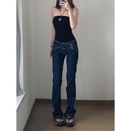 Pants - Micro-slim Washed Y2K Low Waist Flare Jeans for Women