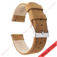 Dây đeo đồng hồ da nâu chỉ nâu da bò cao cấp
