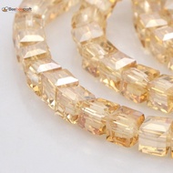 Beebeecraft 1 Strand Half Rainbow Plated Glass Faceted Cube Beads Strands Sandy Brown 6x6x6mm Hole: 1mm about 100pcs/strand 22.4inches for Jewellry Making