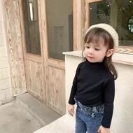 NINAKIDS แขนยาวคอเต่าเสื้อยาวปิดถึงก้นสำหรับเด็กผู้หญิง2-9ปี Kaus Anak Perempuan ผ้าฝ้ายนิ่มเสื้อสไตล์เกาหลี