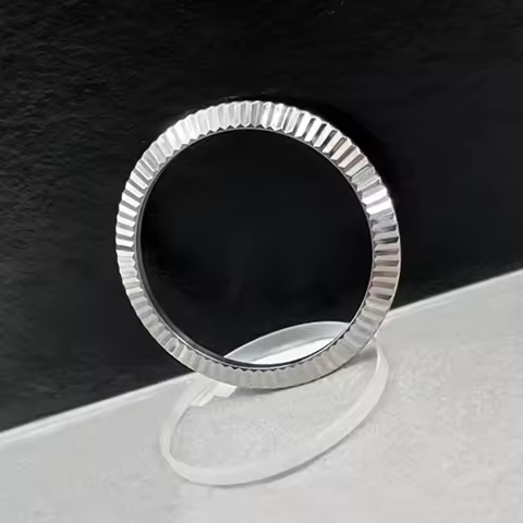 40MM×32.8MM 316L Stainless Steel Plating Gold Roesgold Fluted Bezel With Glass I Ring For RLX DateJu