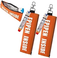2 Pack Epipen Carrying Case, EpiPen Case with EpiPen Keychain and 2 Pieces Widgets, Epipen Bag Yello