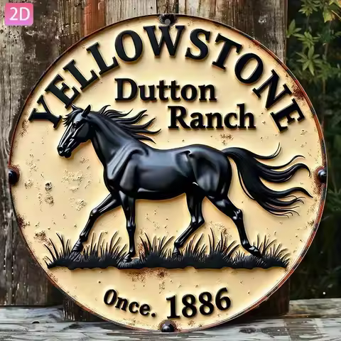 Yellowstone Dutton Ranch Vintage Aluminum Sign 2D Flat Wall Decor for Yard Garden Kitchen Bar Outdoo