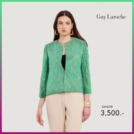 Guy Laroche แจ็คเก็ตผู้หญิง Luxury lace light jacket คอกลม แขนสามส่วน สีเขียว (GAI6GR)