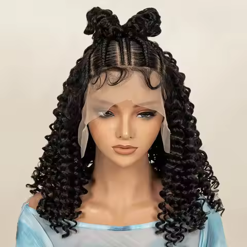 13X6 Braided Hair Wigs With Baby Hair For Women Braiding Half Cornrow Butterfly Synthetic Hair wig P