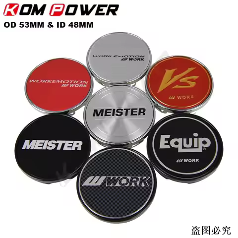 4PCS OD 53MM / ID 48MM Wheel Center Cap WORK EMOTION EQUIP MEISTER VS Logo Emblem Rim Cover Cap Whee