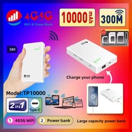 4G/5G Pocket WiFi ความเร็ว 300Mbps Powerbank 10000mah 4G MiFi 4G LTE Mobile Hotspotsใช้ได้กับ AIS/DTAC/TRUEใช้สายType-c