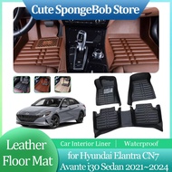 [NEW] Car Leather Floor Mat For Hyundai Elantra Cn7 Avante I30 Sedan 2025~2025 Foot Interior Liner W