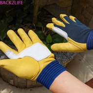 BACK2LIFE 1 pair Leather Work Gloves, Thickened Breathable Labor Insurance Gloves, Labor Protection 