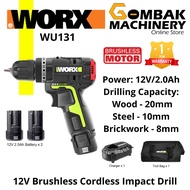 WORX WU131 12V Brushless Cordless Impact Drill C/W  2 pcs 2.0Ah Batteries -12 Months Warranty