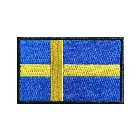 1PC Swedish Flag Sweden Armband Embroidered Patch Hook & Loop Or Iron On Embroidery Badge Cloth Mili