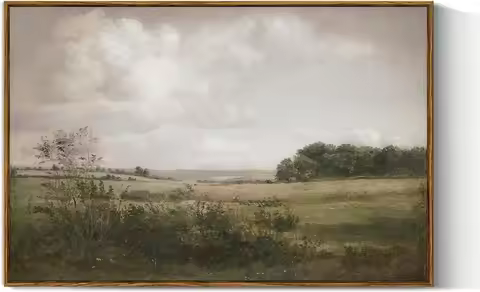 Vintage Landscape Large Framed Wall Art, 24x36 Inch Canvas Print for Bedroom Living Room Decor