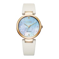 [Powermatic] Citizen EM0853-22D Analog Eco-Drive Mother Of Pearl Gold Tone White Leather Ladies / Womens Watch