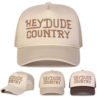 Unisex Hey Dude Country Embroidery Adjustable Mesh Baseball Hat Sun Caps Spring Summer Outdoor Sport