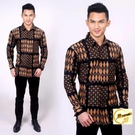 Batik kemeja lengan panjang batik cowok batik pria dewasa batik bige size m l xl xxl baju pria resmi