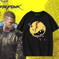 【Cyberpunk】 T-Shirt Cyberpunk 2077 Summer Men Loose Casual Round Neck Printed Short Sleeve All-Match