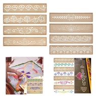 [Homyl] 4x Diwali Rangoli Stencils Vine Pattern Painting Stencil Botanical Stencils Set for Clothes 