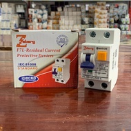 Zeberg เมนเบรกเกอร์ กันดูด (RCBO) ขนาด 2P 63A รุ่น F7L เบรกเกอร์กันดูด เซอร์กิตเบรคเกอร์ AC 220-240V