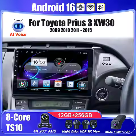 Android 16 For Toyota Prius 3 XW30 2009 - 2015 Car Multimedia Player Stereo Car Radio GPS Car avigat