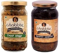 Chokkha Homemade Dried Mango and Khatta Nimbu Pickle Combo (Sookha Aam, Khatta Nimbu Achar), 200 Gm Each