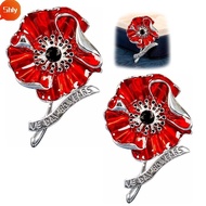 SHLY Badge Brooch, Red Alloy Remembrance Brooch, Creative VE Day 80th Anniversary Couple Pins for Ve