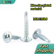 Galvanized Large Flat Head Drill Tail Screw Iron Plate Furniture Screw Round Head with Gasket Self-T