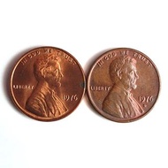 <美國錢幣> 1976 US "Lincoln Memorial" 1 Cent (P & D) Bronze Coins (Circulated 已流通)(Ref: US1c76s_LC26821)