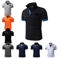 Short-sleeved Shirt for Men BLACK Logo Print Polo Shirt Casual Handsome Work Wear S~5XL Plus Size Clothes