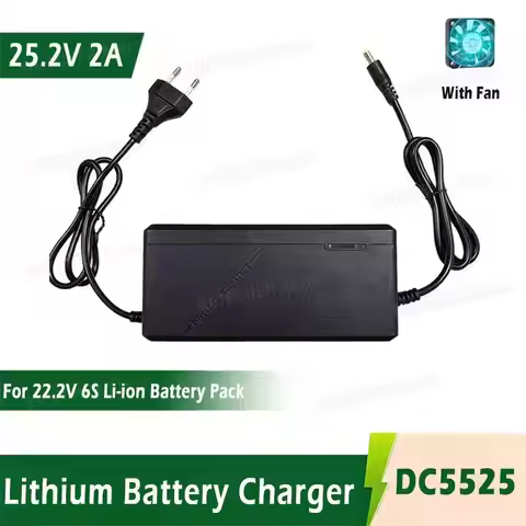 25.2V 2A Lithium Battery Charger With DC5525 Plug 22.2V 6S Li-ion Battery Charger For Ninebot ZING C