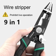 Electrician's Pliers 9 in 1 Multi Wire Stripper Cable Decrusting Pliers Tool Pliers Wire Stripper Cutting Pliers Sharp Nosed Cutting Pliers Peeler Pliers crimping Tools Professional Hand Tools Electrician's Hardware Tools