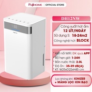 Máy hút ẩm lọc không khí 12L/Ngày nhập khẩu Fujihome phòng 40m2 điều khiển Wifi lọc không khí phòng