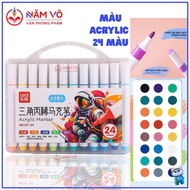 [MK101 24 COLORS] Marker Pen / Acylic Colored Marker / Acrylic Marker MK 101 - 24 Colors TRIANGLE Bo