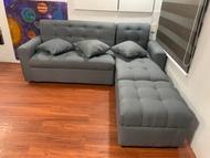 L shape grey fabric sofa set uratex foam cod !!!