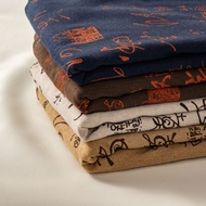 Chinese Style Antique Brush Hard Pen Calligraphy Tablecloth Table Mat Fabric Cotton Linen Tea Cloth 