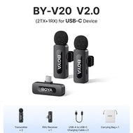 BOYA BY-V10/V20 Android Wireless microphone iphone 15 16 Type-C Lavalier Mini mic Clip Noise Cancell