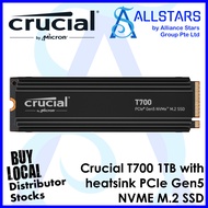Crucial T700 1TB PCIe Gen5 NVMe M.2 SSD with heatsink (CT1000T700SSD5)(Read up to 11,700MB/s / Write