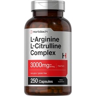 Horbäach L-Arginine L-Citrulline Complex | 3000mg | 250 Capsules | Non-GMO, Gluten Free Supplement