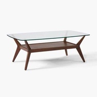 Meja Tamu Coffe Table Minimalis Modern Kayu Jati Top Kaca