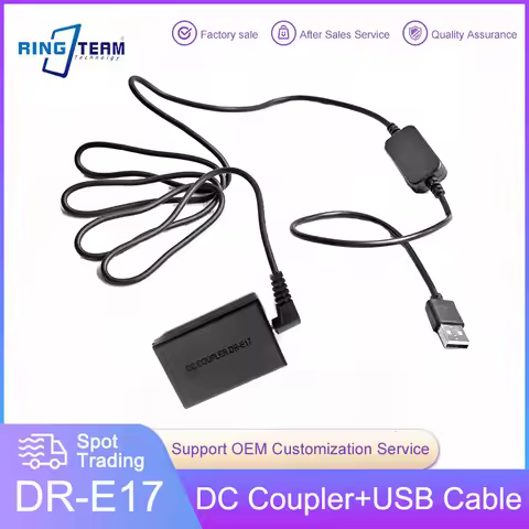 DR-E17 DC Coupler + LP-E17 Dummy Battery USB Power Cable Compatible with Canon EOS M3 M5 M6 CA-PS700